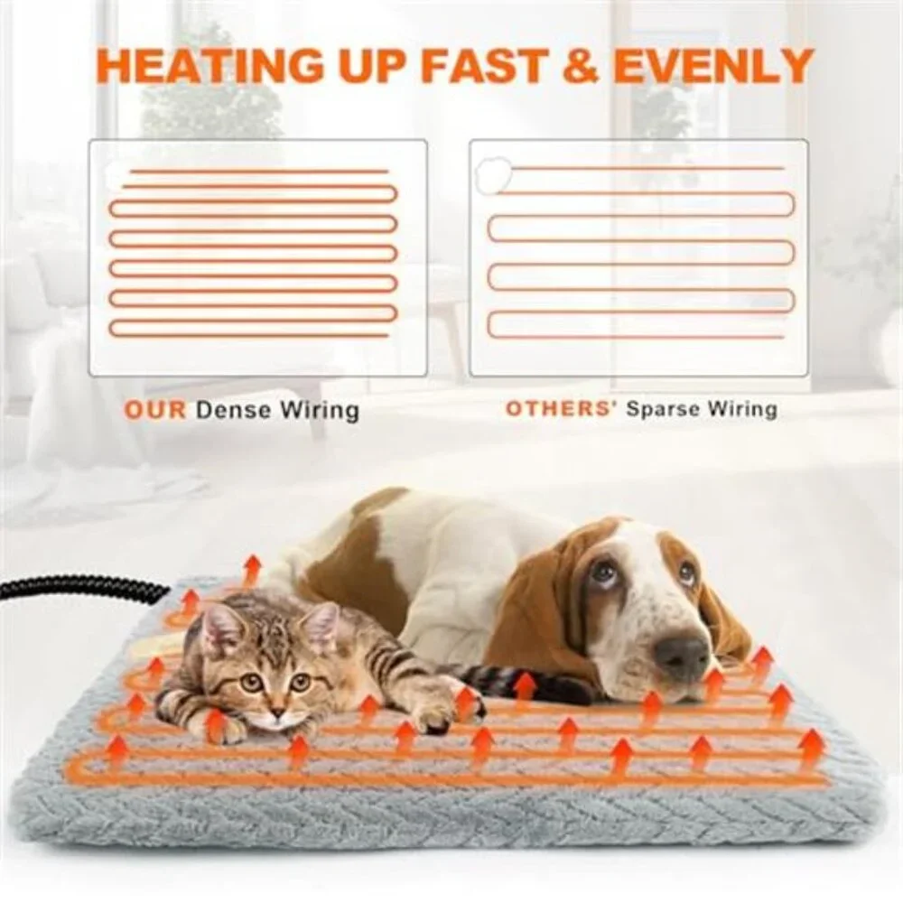 Heated Cat Bed Dog Warming Pad Adjustable Temperature Timer Soft Pet Electric